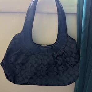 Coach Black Monogram Shoulder Bag Structured Design